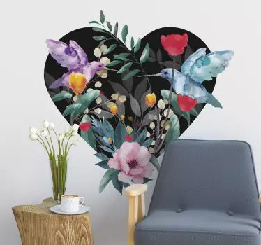 Vårblomma fågel blommig väggdekor - Tenstickers