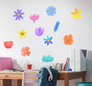 Vårblomma set blommor väggdekor - Tenstickers