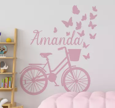 Vårcykel med namnet fjäril vägg klistermärke - Tenstickers
