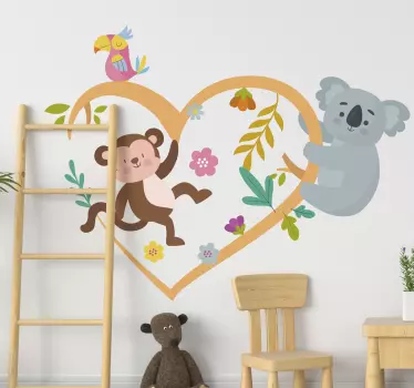 Våren koala och apa trädgren djurvägg klistermärke - Tenstickers