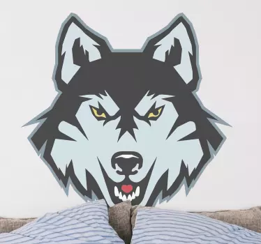 Varg tecknad arg blå husky vilda djur klistermärke - Tenstickers