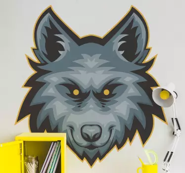 Varg tecknad arg varg med gula ögon vilda djur klistermärke - Tenstickers