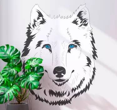 Varg tecknad blå anime design vilda djur klistermärke - Tenstickers