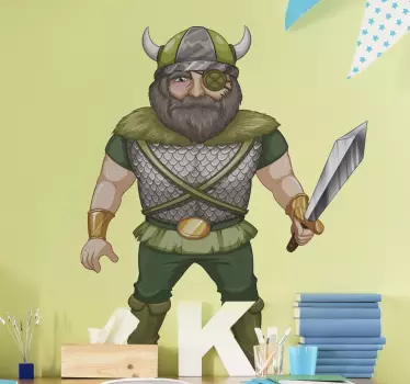 Viking hjälm med horn karaktär vägg klistermärke - Tenstickers