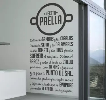 Vinilo decorativo receta paella Väggklistermärken djur - Tenstickers