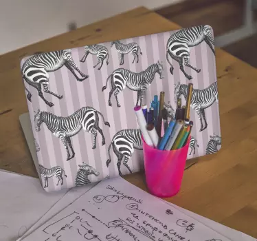 Vintage zebra illustration mönster laptop klistermärken - Tenstickers