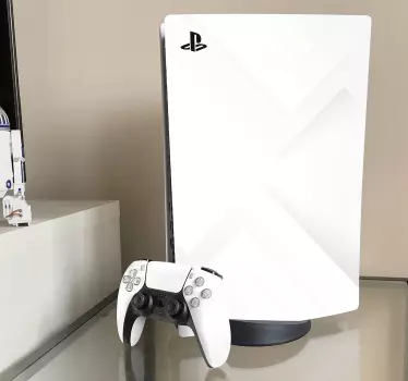 Vit abstrakt bakgrund linjer playstation 5 klistermärke - Tenstickers