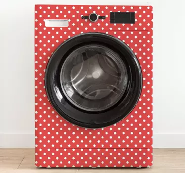 Vit retro polka dots röd bakgrund apparat dekal - Tenstickers