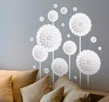 Vita blommor vägg klistermärke - Tenstickers