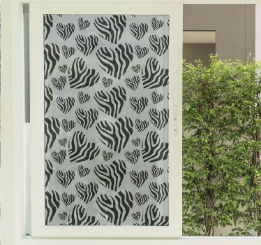 Zebra djur tryck hjärta fönster dekal - Tenstickers
