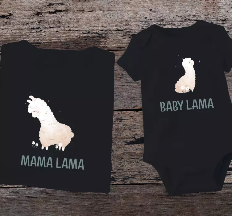 Baby lama och mamma lama skjorta - Tenstickers