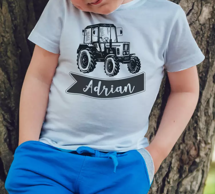 Cool traktor med namn barn t-shirt - Tenstickers