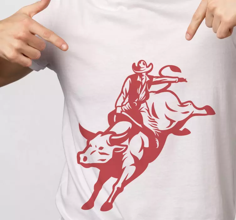 Cowboy som rider en bull-t-shirt - Tenstickers