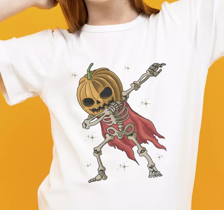 Dapping skeleton med pumpa halloween skjorta - Tenstickers