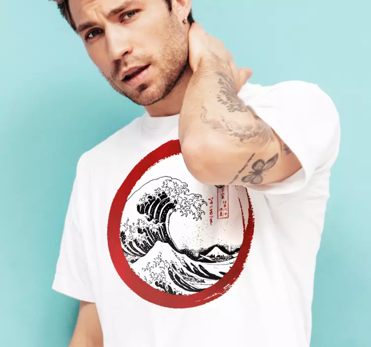 Den stora vågen av kanagawa anpassad t-shirt - Tenstickers