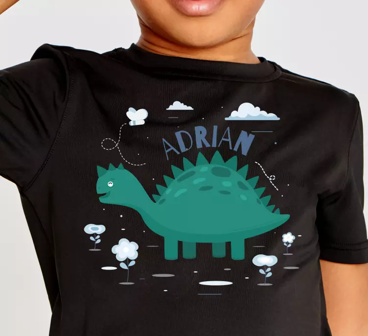Dinosaurie med personligt namn barn t-shirt - Tenstickers