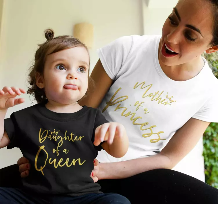 Drottning & prinsessa mamma dotter t-shirt - Tenstickers