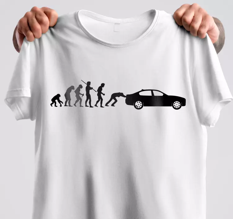 Evolution of man bil anpassad t-shirt - Tenstickers
