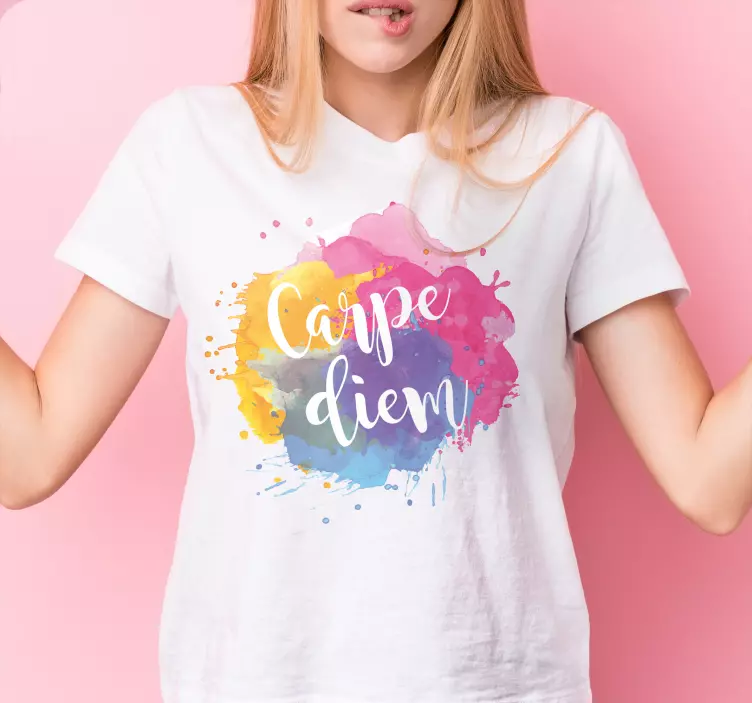 Färgglad carpe diem illustration anpassad t-shirt - Tenstickers