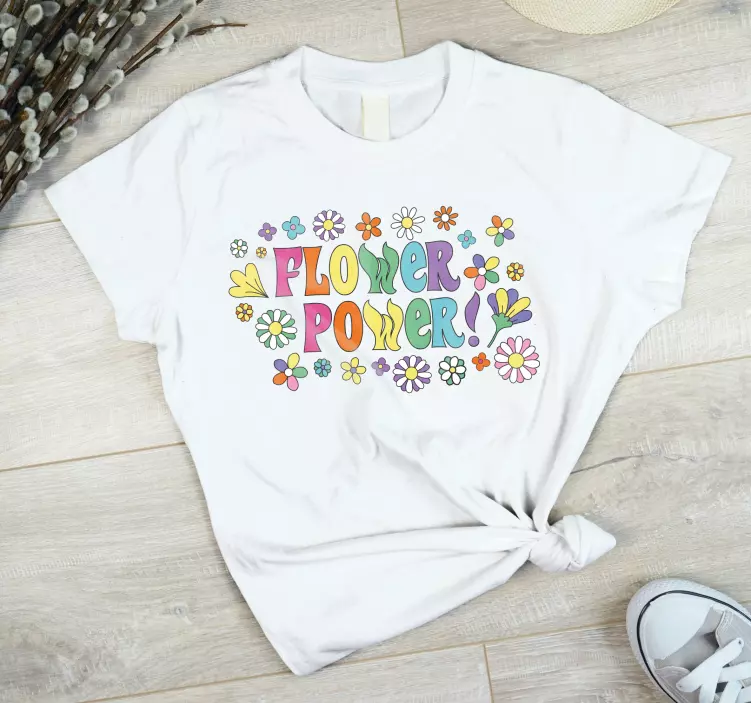 Flower power slogan anpassad t-shirt - Tenstickers