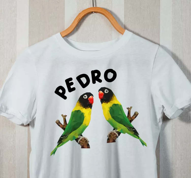 Geometrisk-par fåglar t-shirts med namn - Tenstickers