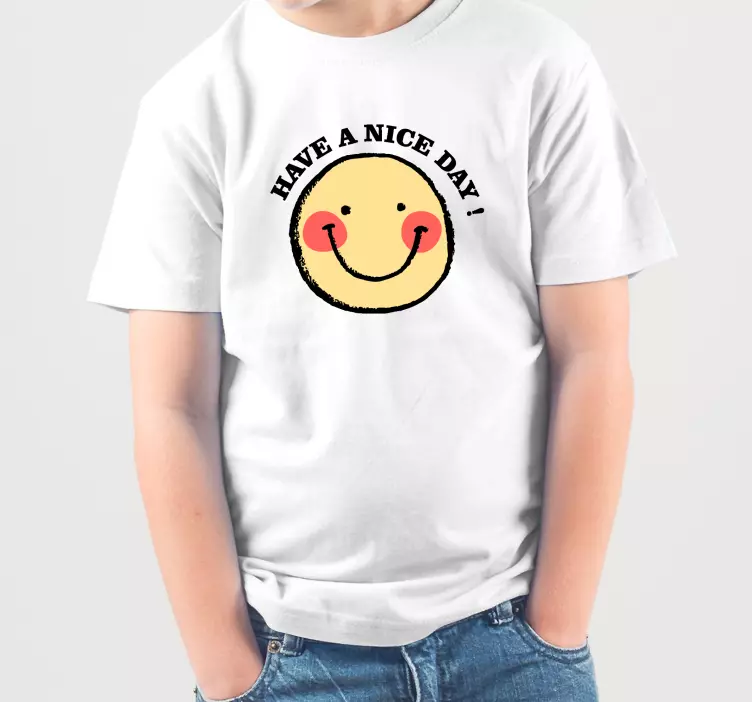 "ha en trevlig dag" smiley-t-shirt för barn - Tenstickers