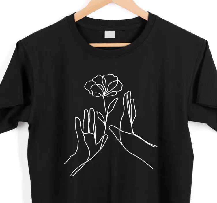 Hand flower line art anpassad t-shirt - Tenstickers