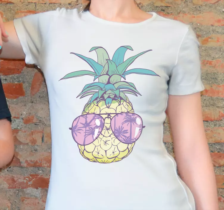 Hawaiian ananas tecknad t-shirt - Tenstickers