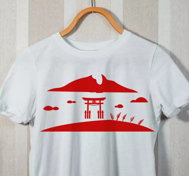 Japansk struktur med lake custom t-shirt - Tenstickers