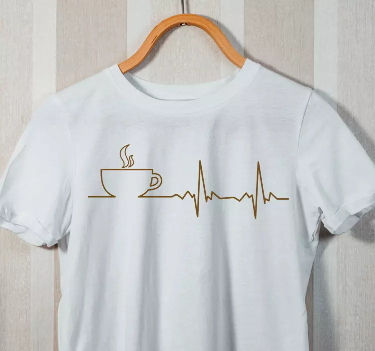Kaffe hjärtslag design t-shirt - Tenstickers
