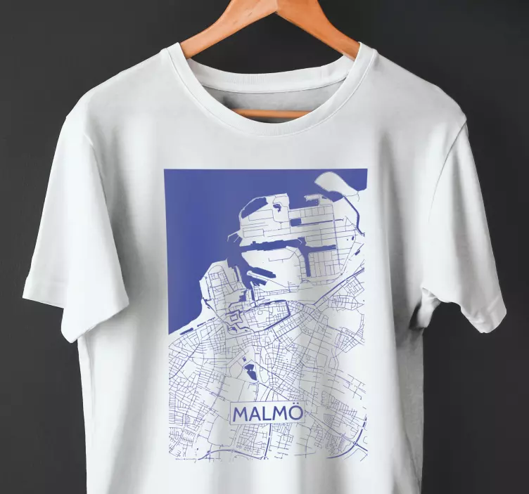 Karta över malmö anpassad t-shirt - Tenstickers