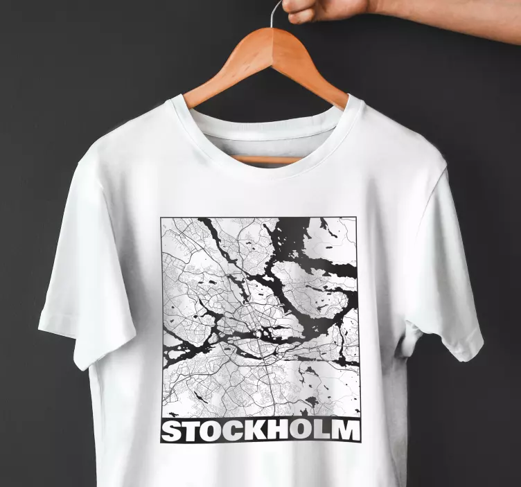 Karta över stockholm anpassad t-shirt - Tenstickers