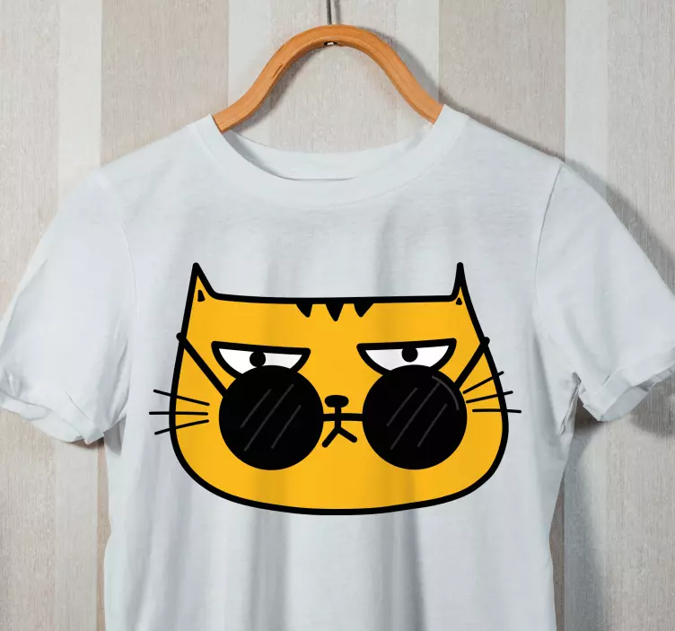 Katt med solglasögon cool stil anpassad t-shirt - Tenstickers