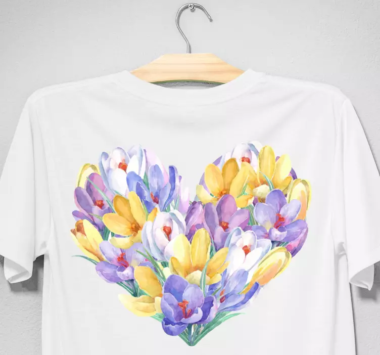 Krokus blomma hjärta design anpassad t-shirt - Tenstickers