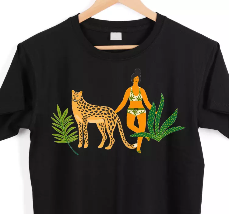 Leopard och kvinna konst t-shirt - Tenstickers