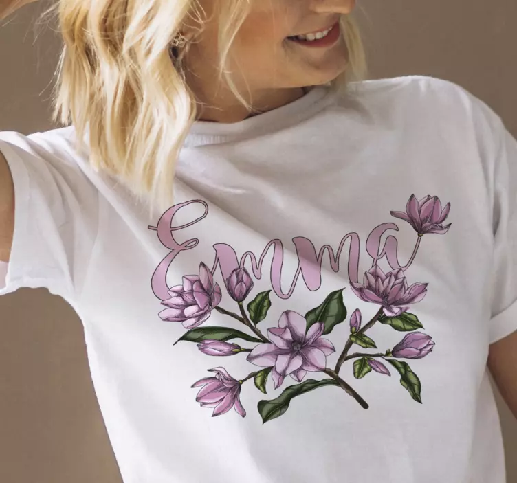 Magnolia med namnet personlig t-shirt - Tenstickers