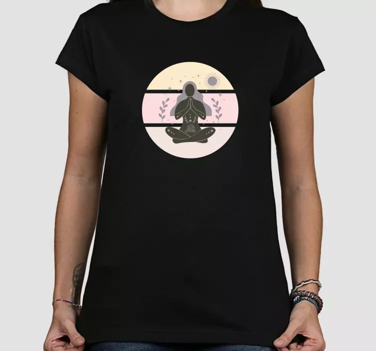 Meditativ kvinna siluett t-shirt - Tenstickers