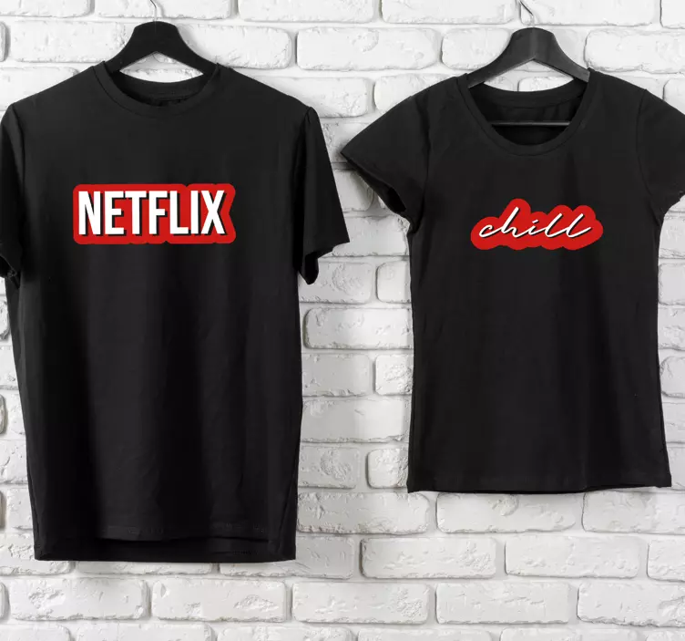 Netflix och chill par t -shirts - Tenstickers