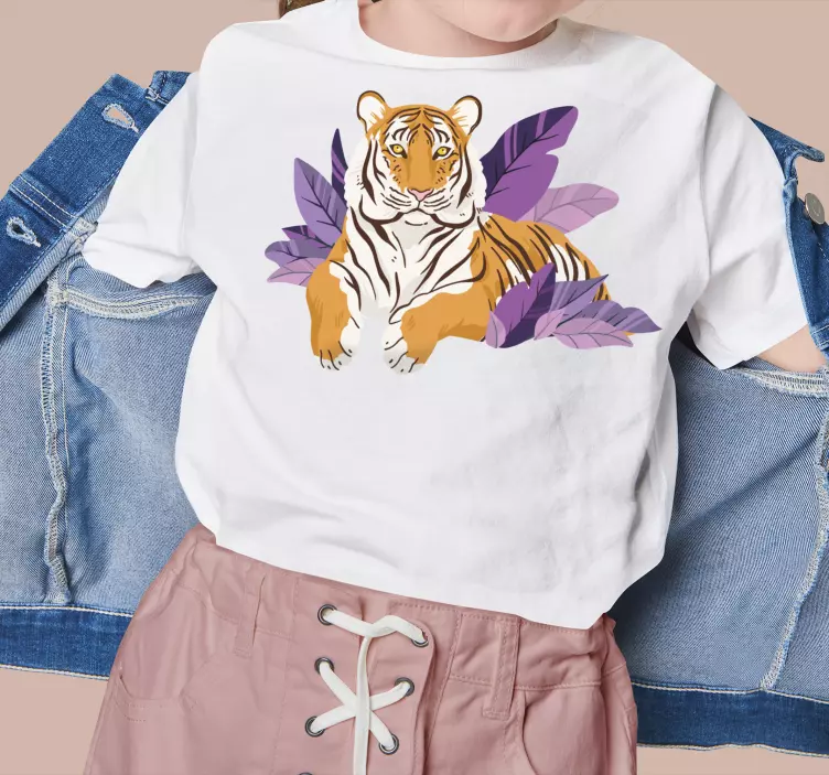 Nyfiken tiger djungel djur barn t-shirt - Tenstickers