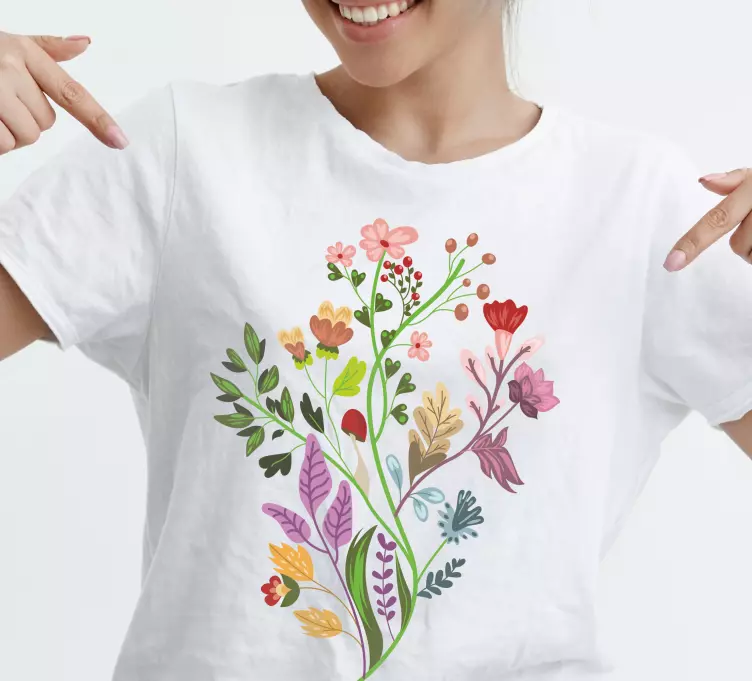 Olika färger blomma växt anpassad t-shirt - Tenstickers