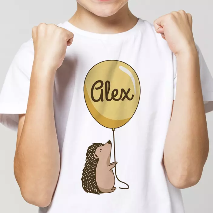 Piggsvin med ballong och namn-t-shirt - Tenstickers