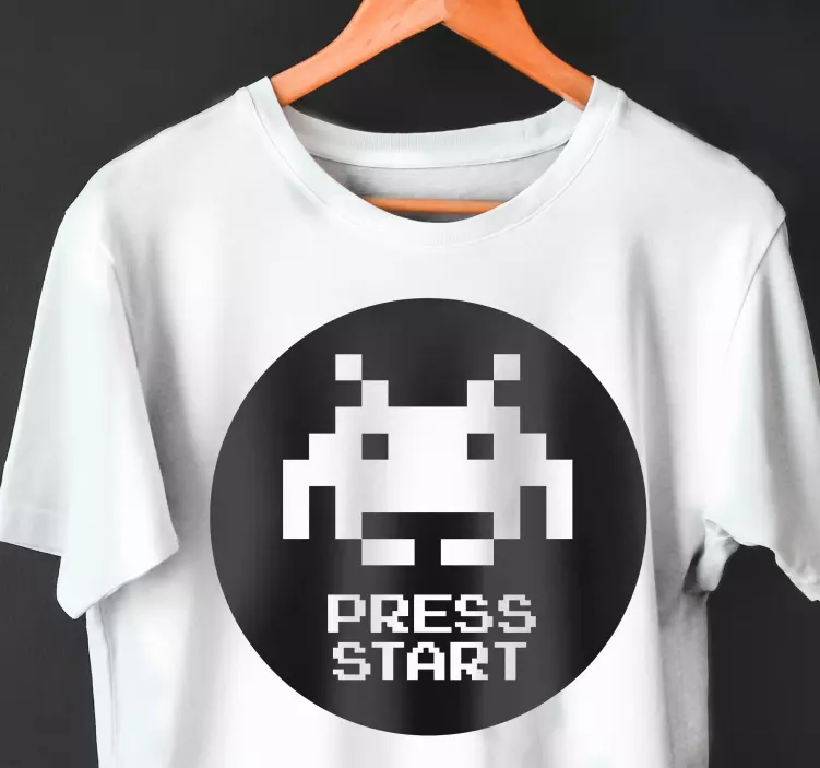 Pixel tryck på start t-shirt - Tenstickers