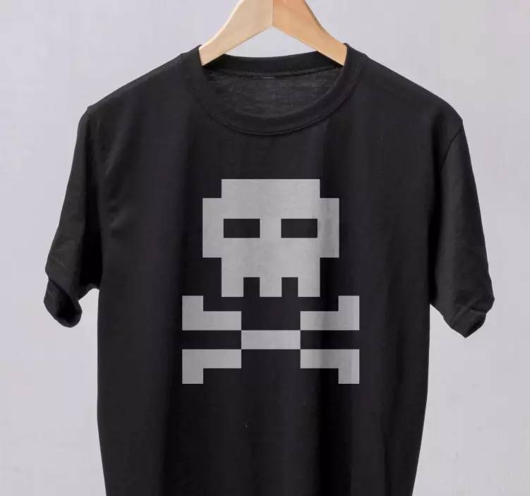 Pixeliserad piratskalle anpassad t-shirt - Tenstickers