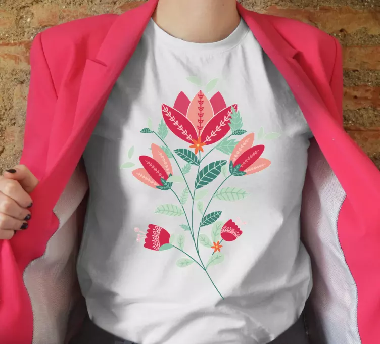 Polerad röd vallmo komposition anpassad t-shirt - Tenstickers