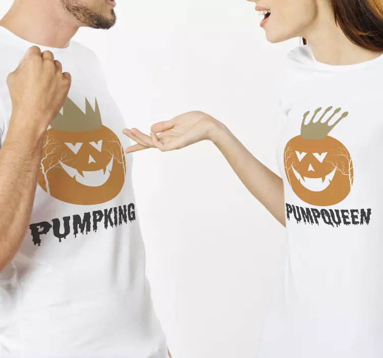 Pumpking och pumpqueen halloween skjorta - Tenstickers