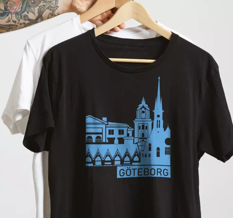 Skyline göteborg anpassad t-shirt - Tenstickers