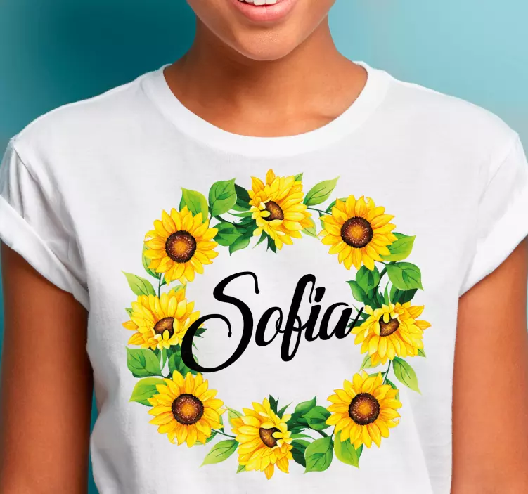 Sommar blomma krona t-shirts med namn - Tenstickers