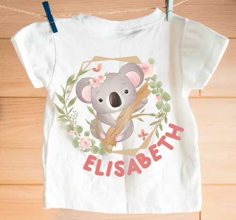 Söta djur koala med namn baby skjorta - Tenstickers