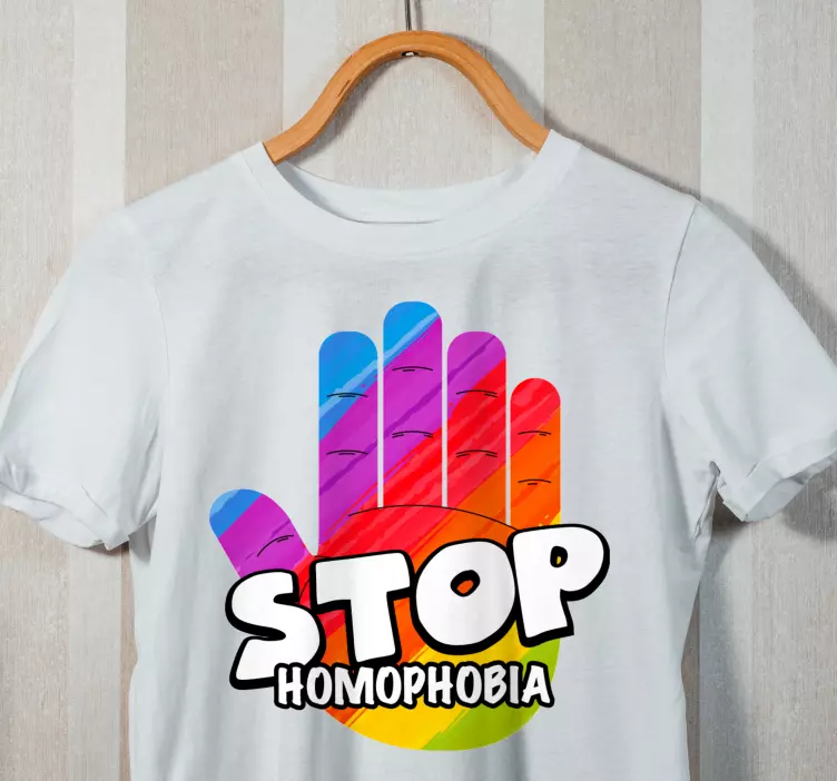 Stoppa homofobi koncept hand anpassad t-shirt - Tenstickers