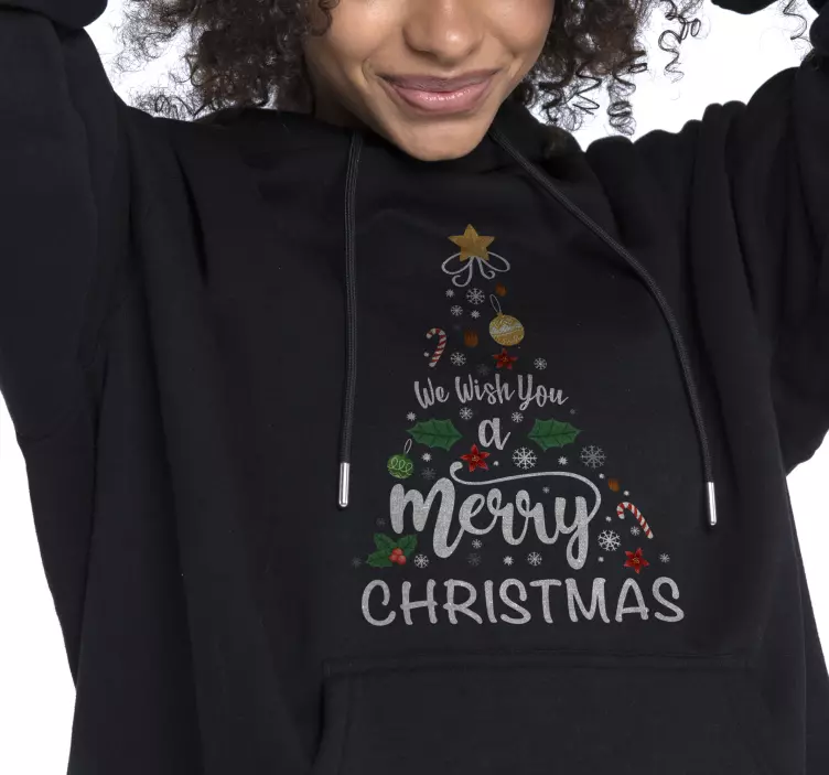 Träd med dekorationer och kalligrafi Chrismas tshirt - Tenstickers